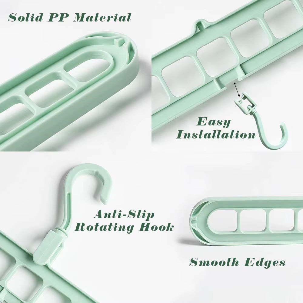 Multifunctional Plastic Hanger Space-Saving 9 Holes Hanger for Cloths Wardrobe Storage Rack
