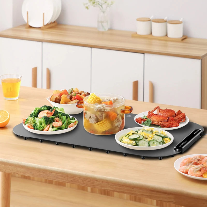Efficient Heating Technology Ultra-Thin Hot Plate Waterproof Touch Control Electric Food Warming Mat with Multiple Dishes
