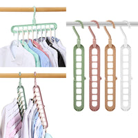 Multifunctional Plastic Hanger Space-Saving 9 Holes Hanger for Cloths Wardrobe Storage Rack