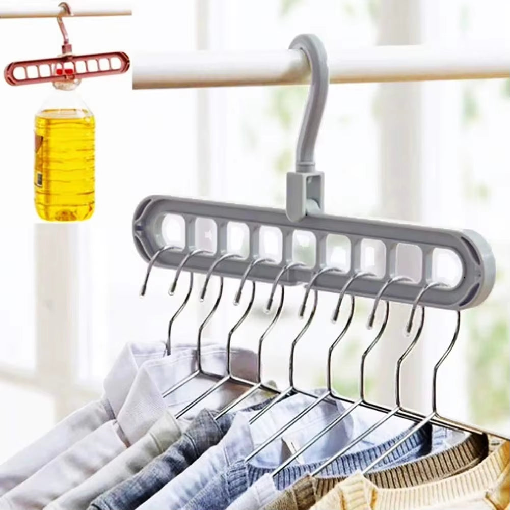 Multifunctional Plastic Hanger Space-Saving 9 Holes Hanger for Cloths Wardrobe Storage Rack