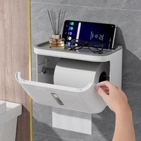 Bathroom Kitchen Wall Mounted Paper Towel Holder Rack Hanging Plastic Tissue Storage Box