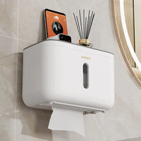 Bathroom Kitchen Wall Mounted Paper Towel Holder Rack Hanging Plastic Tissue Storage Box