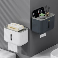 Bathroom Kitchen Wall Mounted Paper Towel Holder Rack Hanging Plastic Tissue Storage Box
