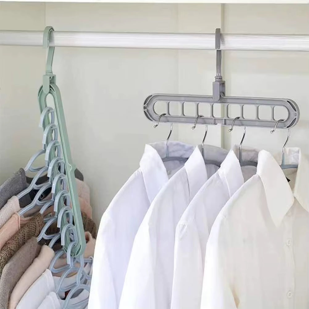 Multifunctional Plastic Hanger Space-Saving 9 Holes Hanger for Cloths Wardrobe Storage Rack