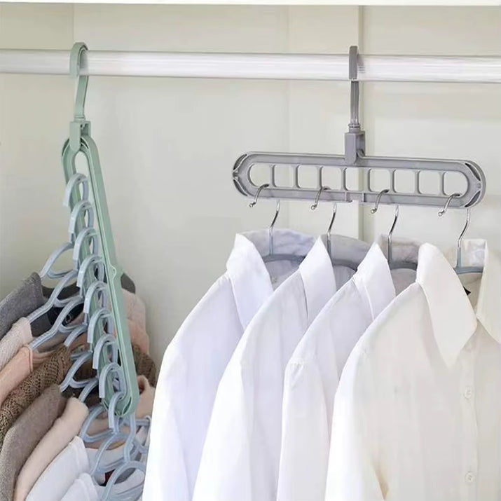 Multifunctional Plastic Hanger Space-Saving 9 Holes Hanger for Cloths Wardrobe Storage Rack