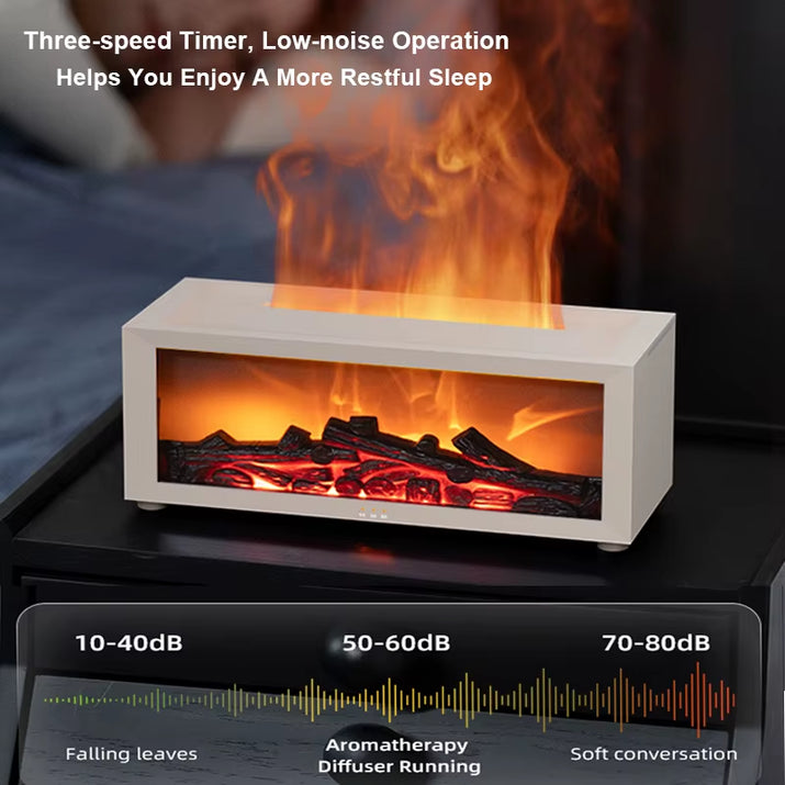 2025 New 3D Fireplace Humidifier Flame Aroma Diffuser Desktop Remote Control Seven Color Lights Simulation Fireplace Diffuser