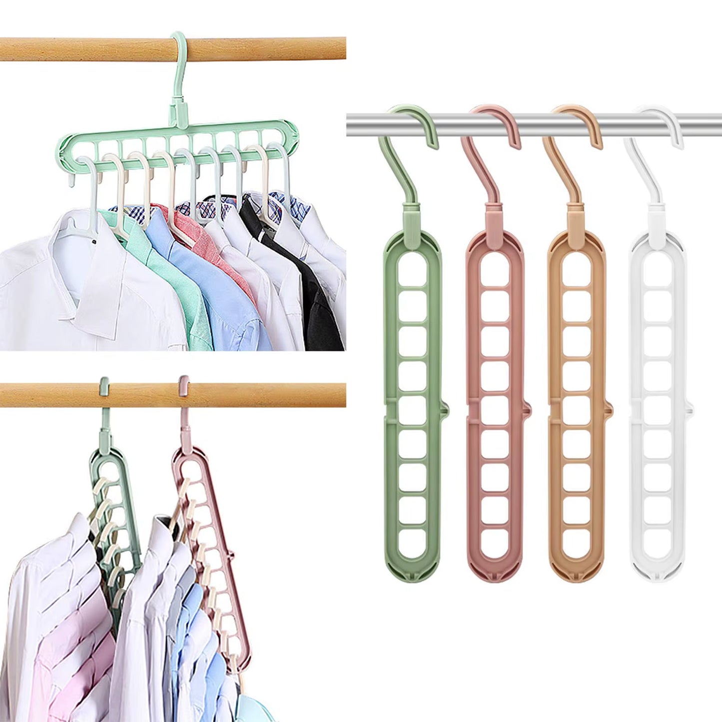 Multifunctional Plastic Hanger Space-Saving 9 Holes Hanger for Cloths Wardrobe Storage Rack