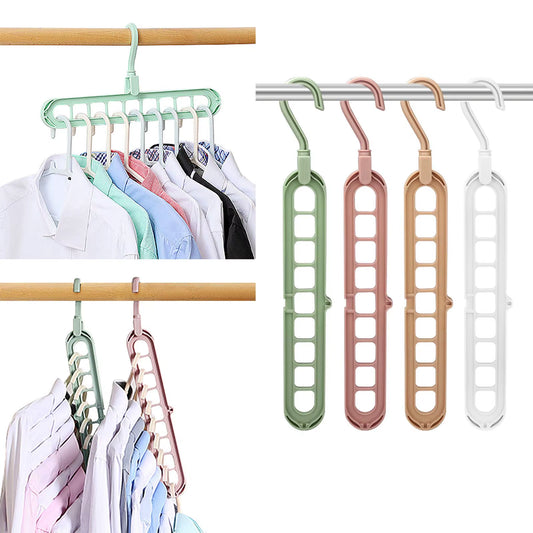 Multifunctional Plastic Hanger Space-Saving 9 Holes Hanger for Cloths Wardrobe Storage Rack